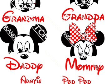 4 Disney Heads/Mickey Mouse svg/Minnie Mouse svg/ Disney Family Svg/ Disney Mickey Mouse Svg/ Cricut files svg/ mickey Minnie silhouette svg