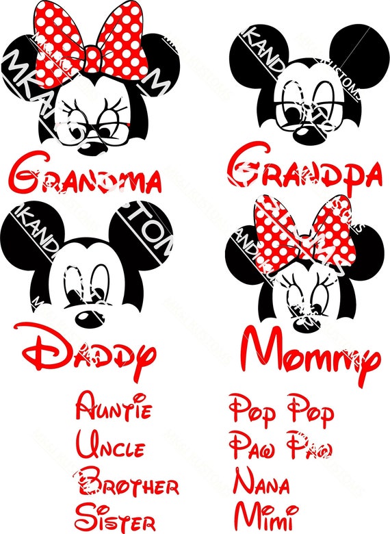 Download 4 Disney Heads/Mickey Mouse svg/Minnie Mouse svg/ Disney