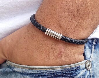 MENS BRACELET Bracelet Perle Home Men Bracelete Magnetic Clasp Mens Leather Bracelet Boyfriend Gift Gift For Her Husband Gift 6mm