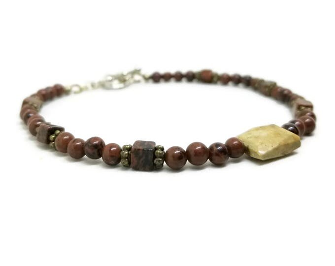 Mahogany Obsidian Gemstone Bracelet, Picture Jasper Bracelet, Chakra Jewelry, Obsidian Jasper Bracelet, Unique Birthday Gift