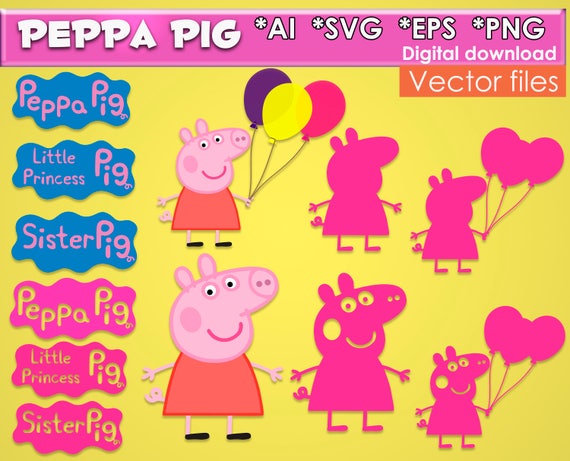 Download Peppa Pig SVG PNG EPS Ai Vector files Digital Peppa Pig