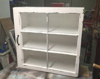 SUMMER SALE Medicine cabinet - rustic display cabinet - window wall cabinet - rustic wood windows - 6 pane window cabinet