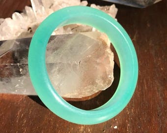 MID SUMMER SALE Cat's Eye Jade Bangle (Hand Carved, Natural Stone)