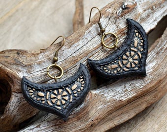 Black earrings Dangle earrings Unique earrings Unusual earrings Statement earrings Everyday earrings Fashion earrings Polymer clay jewelry