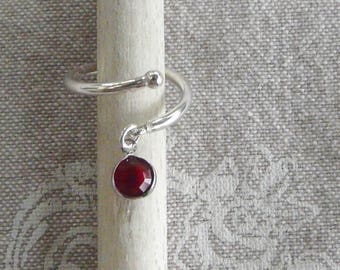 Bague Argent 925 Rhodié Taille 55 - Œil Pavé Rubis Rouge Fushia Dolly-Bijoux