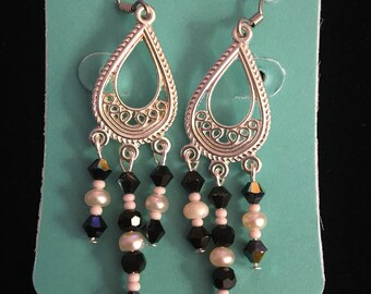 Black and White Chandelier Earrings