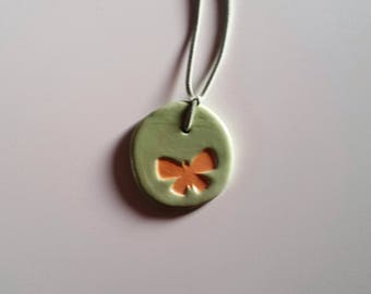 Ceramic Green Butterfly Necklace pendant