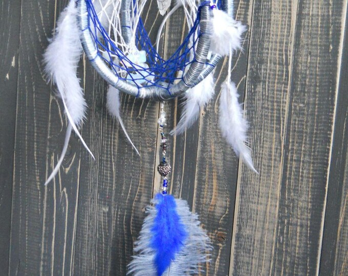 Dreamcatcher blue two circles Dreamcatcher Wall Hangings Home decor Dream catcher wall hanging Home decor wall art Bohemian décor Wall Décor