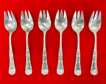 TIFFANY & CO. Six Sterling Silver Wave Edge Dessert Forks - No Monogram
