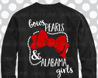Bows, Pearls and Alabama Girls svg, Alabama svg, Cut file, SVG, Bama svg, Elephant, clip art, Download, Texas, U of, commercial use, dxf