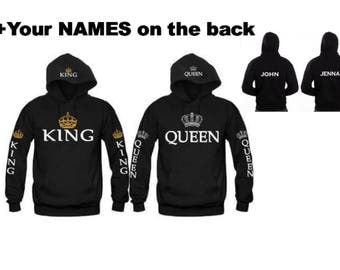 KING - QUEEN Hoodies+Your name or other text