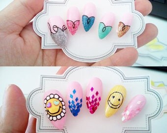 Faux Ongles Pré-décorés Fait a la main 10Tips Nail Art False Nails