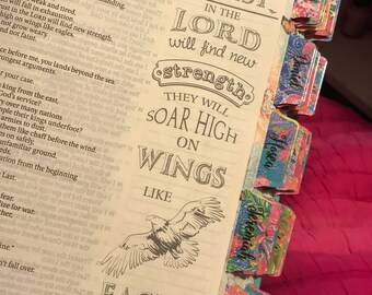 Bible Tabs, Double Sided, Choice of font, 8 extra tabs
