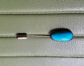Vintage Sterling silver turquoise beautiful robin egg blue stick pin