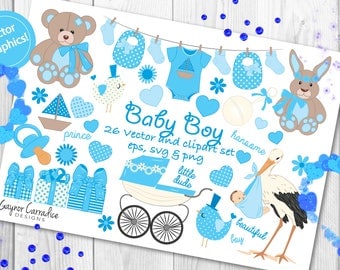 Baby boy vector set, baby boy clipart, new baby vector, new baby clipart, christening vectors, christening clipart, baby shower clipart