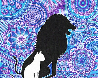 Peinture sur toile "La force du lion" - "Lion power" painting