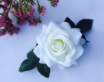 White Garden Rose Hair white rose hair clip | etsy White Garden Rose Hair white rose hair clip | etsy