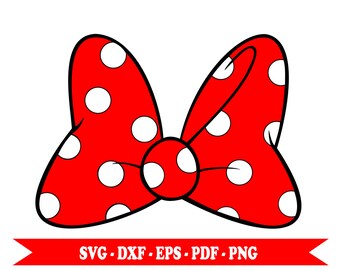 Red polka dot Minnie Mouse bow svg clip art in digital format svg, eps, dxf, png. For Silhouette, Cricut, cut file Cameo, embroidery