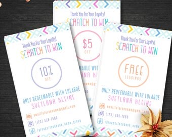 Colorful Lula Scratch Cards, Free Fast Personalization, Home Office Approved, Scratch Off Loyalty, Scratch To Wins, For Fashion Retailer