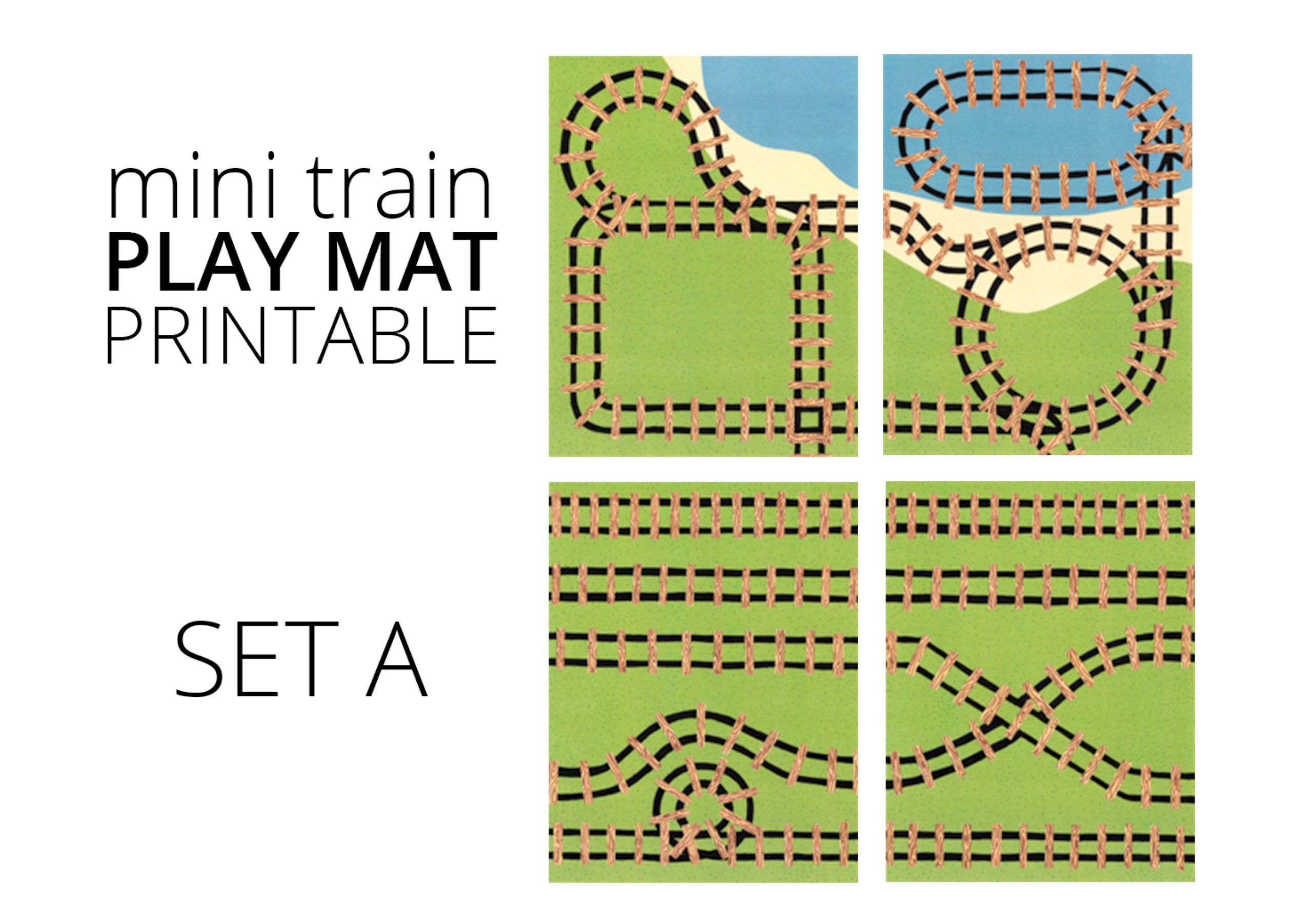Mini Train Printable Play Mat Set A. Travel Train Toy and