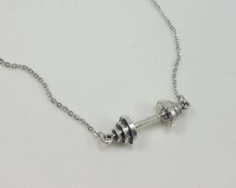 Barbell Necklace, Inspirational Jewelry, Fitness Buff Gift, Strength Necklace, Exercise Lover, Gym Rat Gift, Girls Who Lift