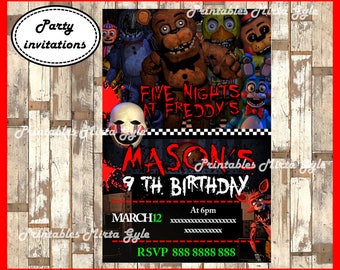 Five Nights at Freddys Invitation, printable FNaF Birthday Invitation, Five Nights at Freddy's Party invitation
