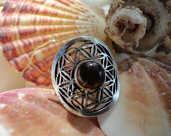 ring sunshine, plated silver, size 60