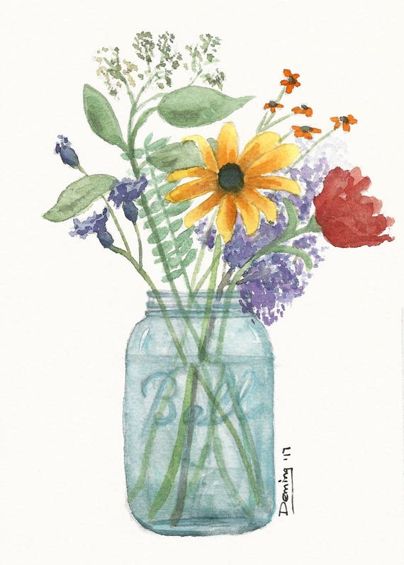 ball-jar-flowers-watercolor-print-art-print-watercolor