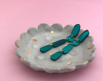 Teal Acrylic Dingle Dangle Earrings