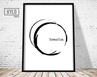 Breathe Quote, Breathe Printable, Printable Quote, Abstract Typography, Typography Print, Wall Art Poster, Breathe Poster, Typography Poster