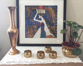 Moroccan Girl Painting • Framed Paint of Woman • Painting on Paper