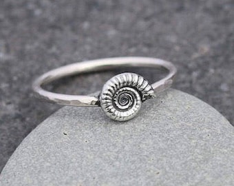 Ammonite Ring -Fossil Ring - Cute Tiny Ammonite Fossil