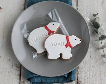 Six Personalised Polar Bear Biscuit Gift Set - Christmas Cookie - Christmas Gifts for Kids - Stocking Fillers - Xmas Foodie Gifts