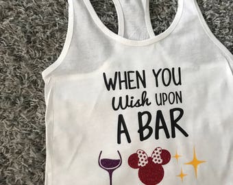 When You Wish Upon a Bar Disney Epcot Tank, Epcot Food and Wine Festival Tank, Disney Epcot Shirt, Drinking Around The World Tank, Glitter
