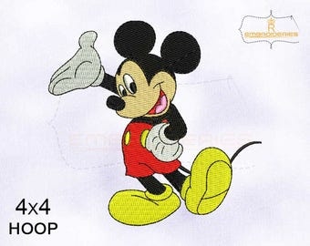 Happy and Cool Mickey Mouse Embroidery Design | 4x4 Hoop Machine Embroidery Design | Hus, Jef, Pes, Tap, Xxx Embroidery Design