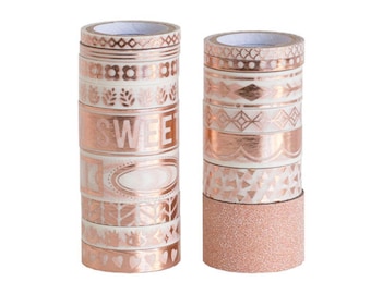 Rose Gold Washi Tape Set / Planner Accessories / Masking Tape / Planner Supplies