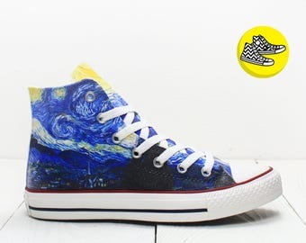 Starry Night Van Gogh custom converse all star sneakers fine art shoes design