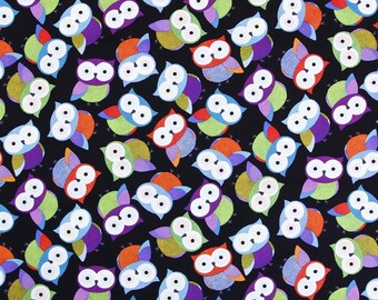 tissu enfant hiboux PATCHWORK WOODLAND OWL