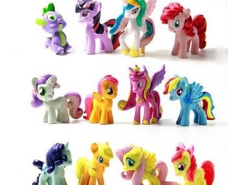 My Little Pony cake toppers birthday party action figures movie toy 12 pieces My Little Pony cake topper party favors horses rainbow dash