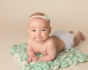 MINT Curly blanket/layering blanket/Newborn photography props/basket stuffer/photo props/newborn prop/mint blanket/ready to ship