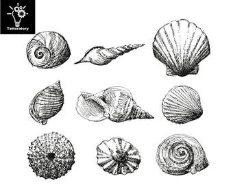 seashell tattoo etsy seashell tattoo etsy