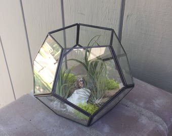 Glass Geometric hexagon Terrarium with Air Plants, KIT to make terrarium, DIY kit to make your own terrarium, 2 sizes, air plants, terrarium