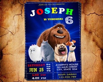 Secret Life of Pets Invitation, Secret Life of Pets, Secret Life of Pets Party, Secret Life of Pets Invite, Secret Life of Pets Birthday