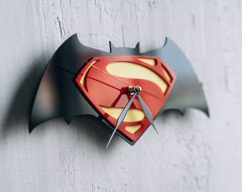 Superman vs Batman acrylic Wall Clock justice league art superman wall art superman logo batman logo superman decorations batman gift ideas
