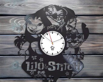 Lilo & Stitch Vinyl Clock Handmade wall decor cartoon modern art decoration Gift ideas for boys and girls children unique design
