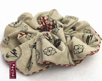 Chou-Chou Ponytail Holder Hair Scrunchie Fuji Beige Red Japanese style fabrics Elastic Hair Tie Women's Hair Accessories- Free Shipping!!