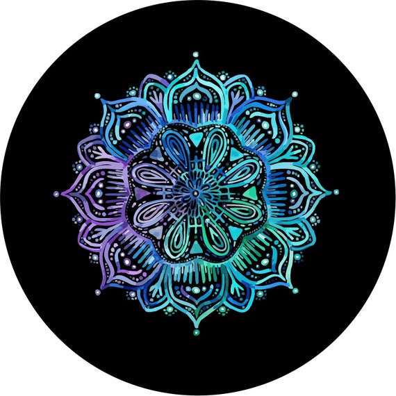 Download Teal and Purple Mandala new Jeep Spare Tire Cover Jeep