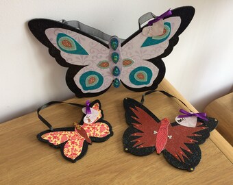 Handcrafted Butterfly Wall Hangings, set of 3