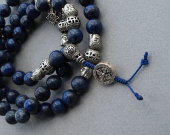 Buddhist prayer beads of lapis lazuli