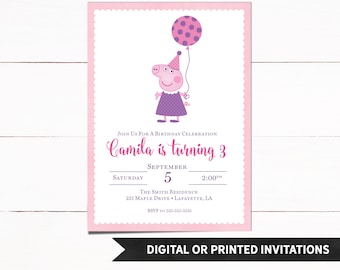 Peppa Pig Invitation, Peppa Pig Birthday, Girl Invitation, 1st Birthday, Peppa Pig Party, Peppa Invitation, Peppa Pig Party, 73
